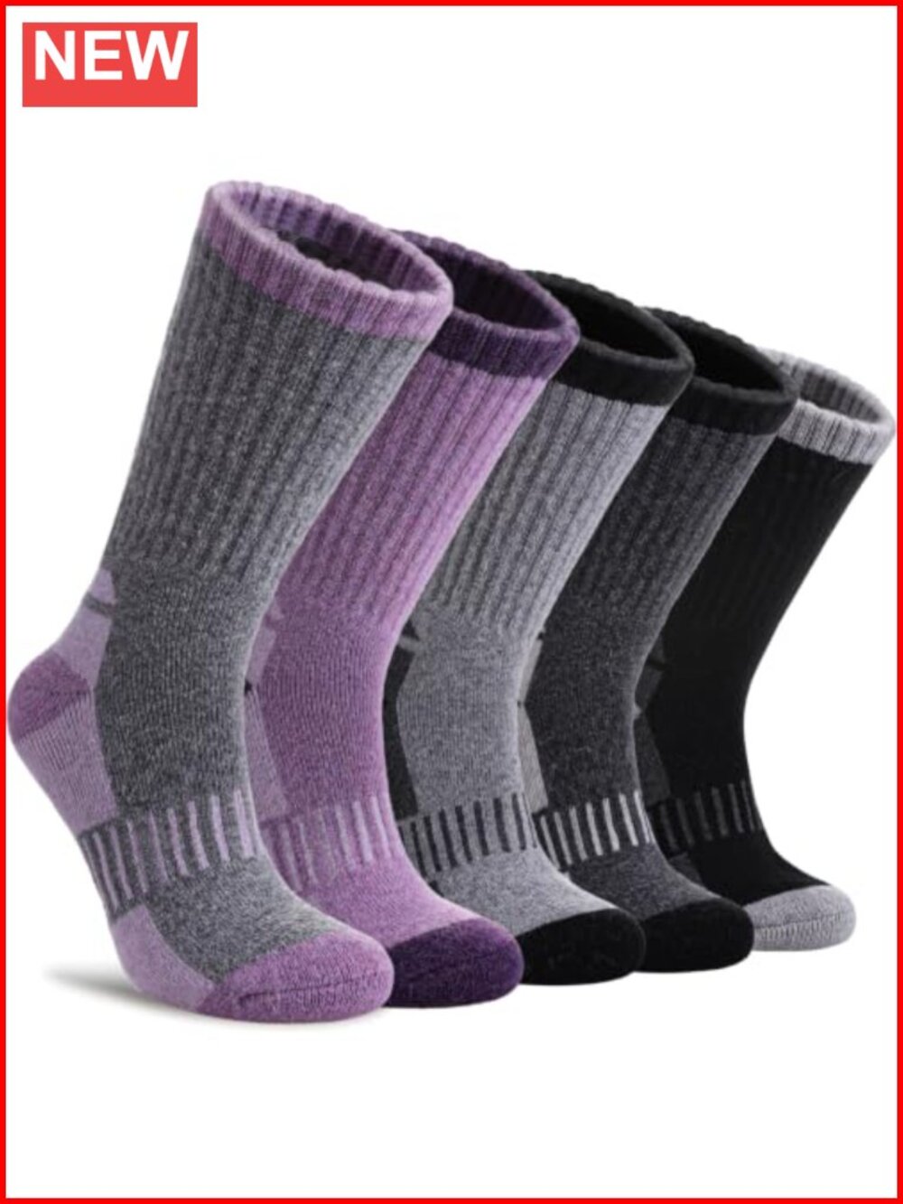 Merino Wool Hiking Crew Socks Thermal Winter Cushion Work